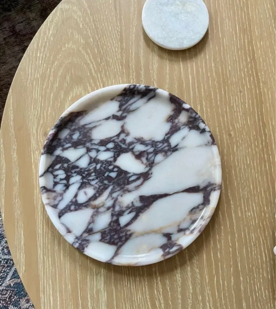 D20CMx3CM Round Tray Decorative Calacatta Viola Violet Marble