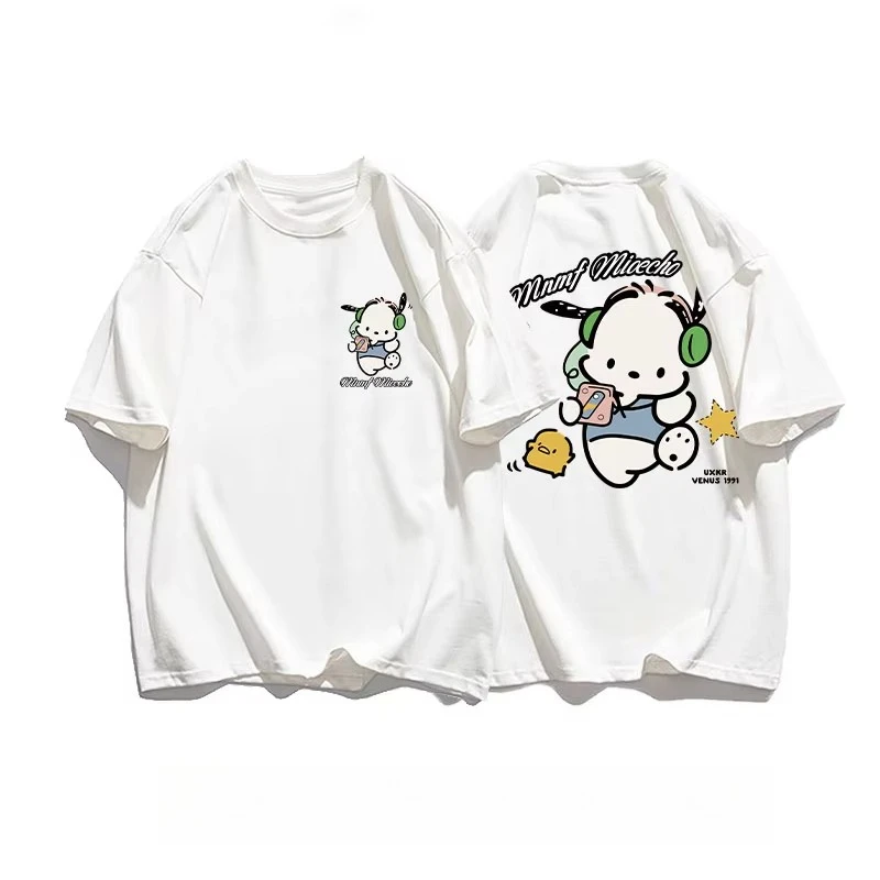 العصرية سانريو Pochacco المشتركة تي شيرت 2025 صيف جديد المرأة حجم كبير تي شيرت فضفاض عادية تنوعا قصيرة الأكمام