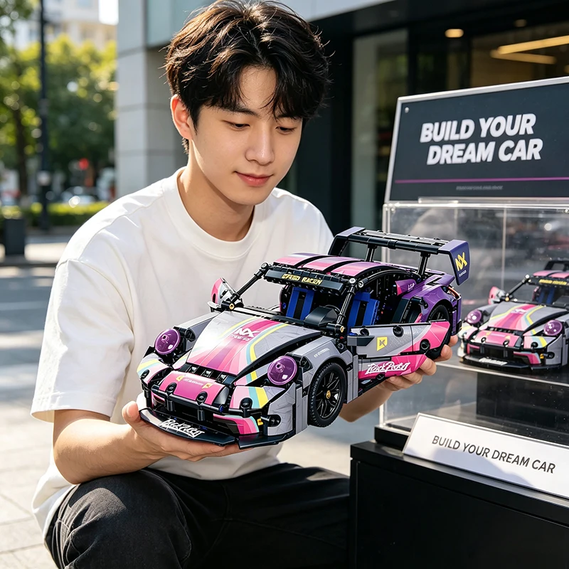 1200pcs Technical Sports Car Building Blocks Set, Racing Vehicle Model Kit, STEM Bricks Toy for Kids Adults Gifts for Boys Girls