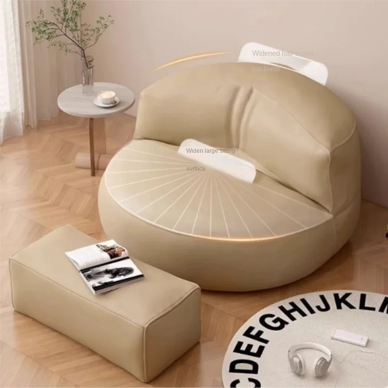 X&D Lazy Sofa Ergonomic Lying Or Sleeping Single Half Moon Bedroom Tatami Sitting Pier Leisure Chair Bedroom Bean Bag Small Sofa