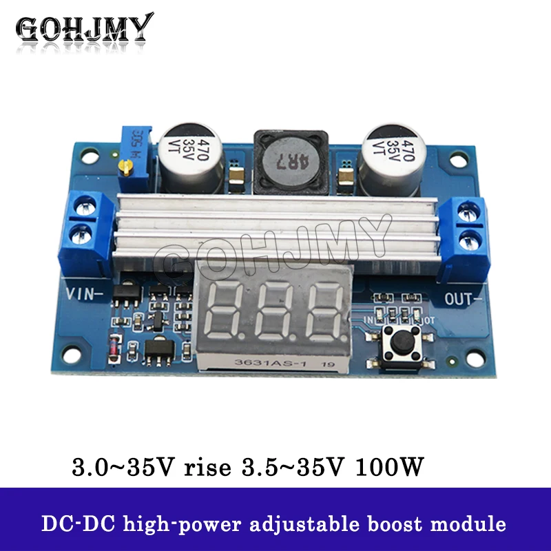 DC-DC leistungs starke einstellbare Boost-Modul 3.0 ~ 35V Anstieg 3.5 ~ 35V W mit Digital anzeige Voltmeter