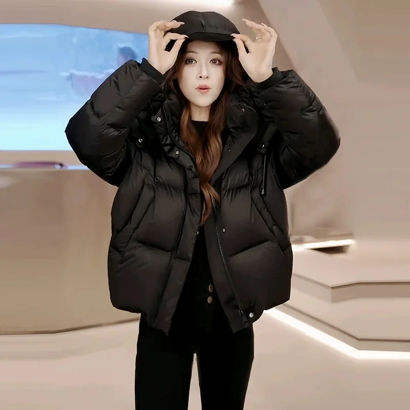 Jaket Pendek Berlapis Kapas Musim Dingin 2025 Baru Wanita Gaya Barat Mantel Tebal Jaket Kapas Wanita Parka Luaran