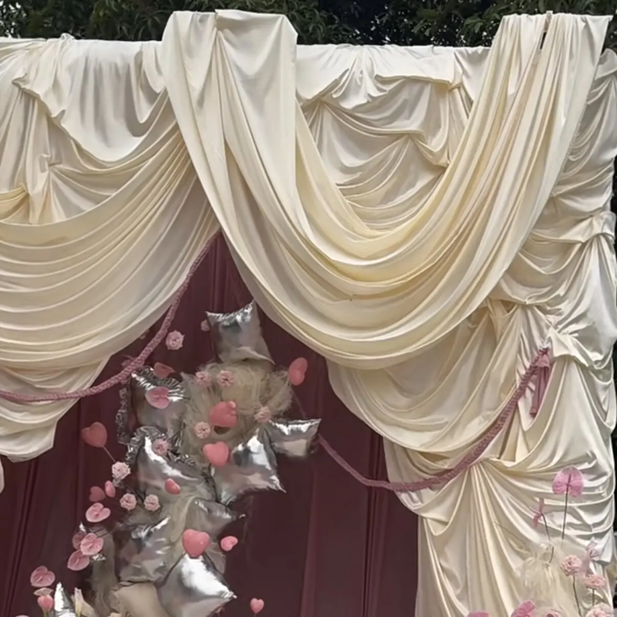 Draping Fabric for Wedding Dress Satin Material 395 Upright Champagne White Thick Fabric