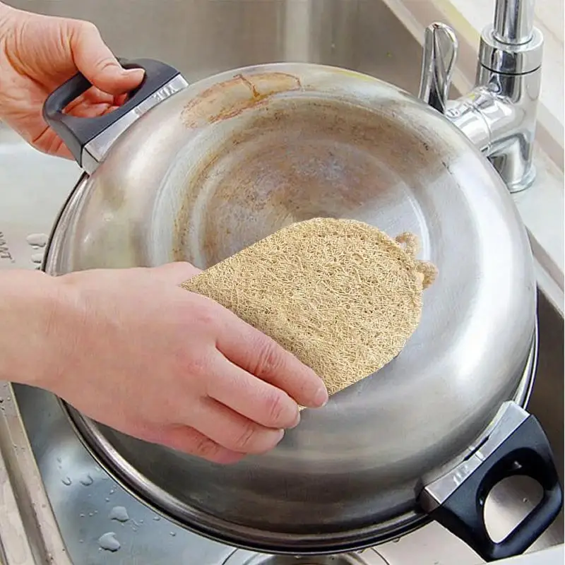 Luffa Dish Sponge 3 Pack All Natural Scrubbing Pad for Kitchen Supplies Daily Dish Washing Needs