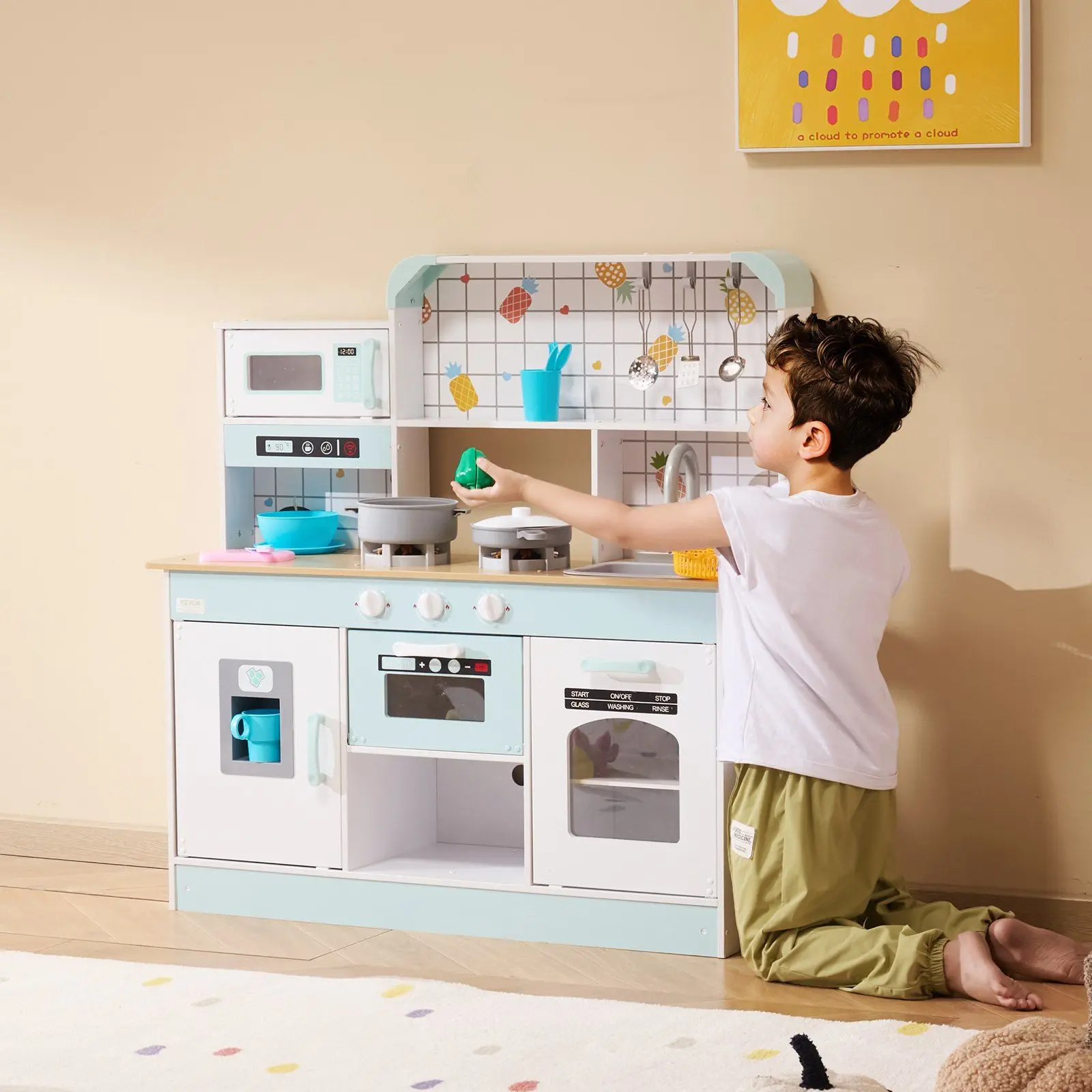 Cadeau de Noël! Ensemble de jeu de cuisine pour enfants, jouet de cuisine, accessoires blancs, 24 pièces