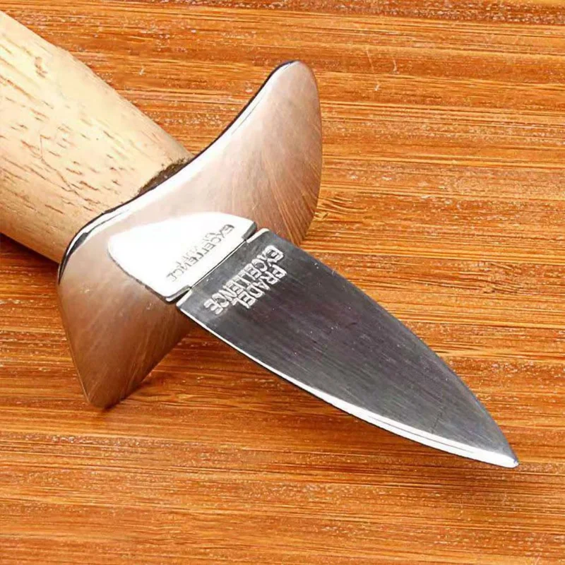 Steel Seafood Scallop Pry Knife with Wooden Handle Oyster Knives Sharp-edged Shucker Shell Seafood Opener