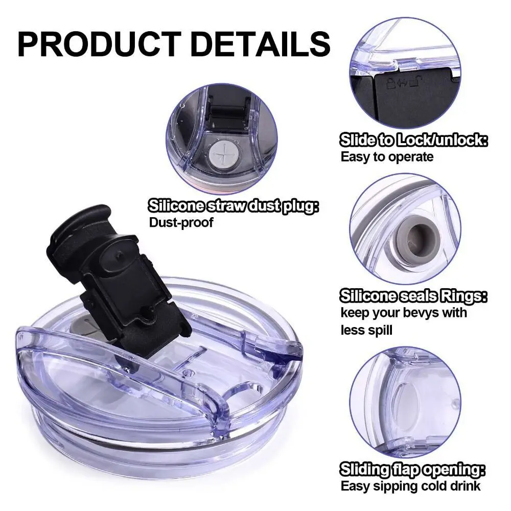 Sealing Bottle Cover Splash Spill Proof Plain Plastic Replacement Lids for  Tumbler Cup with Handle Themos Cup Lid