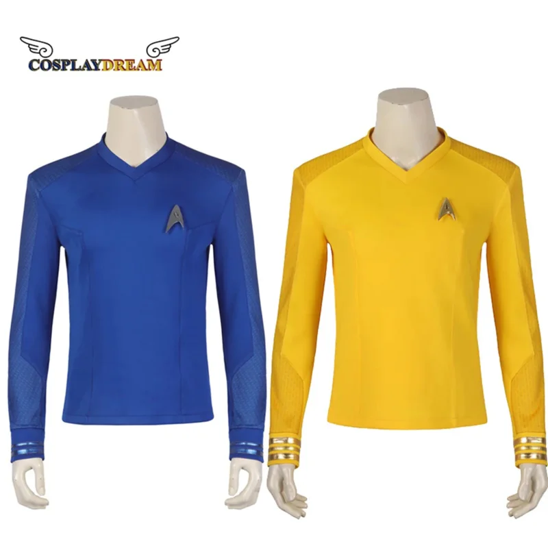 Halloween Carnival Strange New Worlds Cosplay Officer Spock Captain Christopher Pike Costume with Badge Men Uniform Hero Suit XC