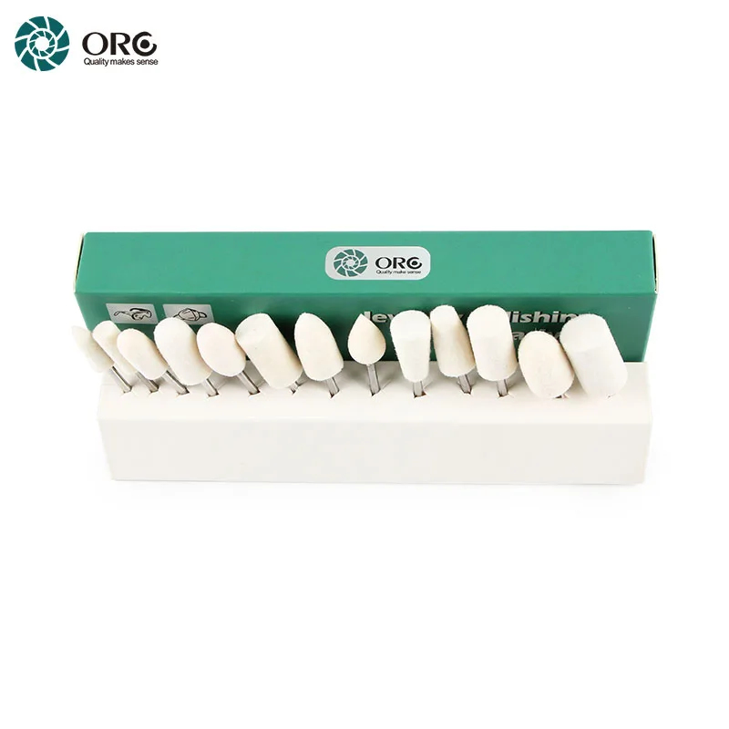 ORO Mini Felt Bob 13PCS SET Cylinder Bullet Round Trapezoid Flame Cone Mounted Grinding Burs Buff For Jewelry Polishing
