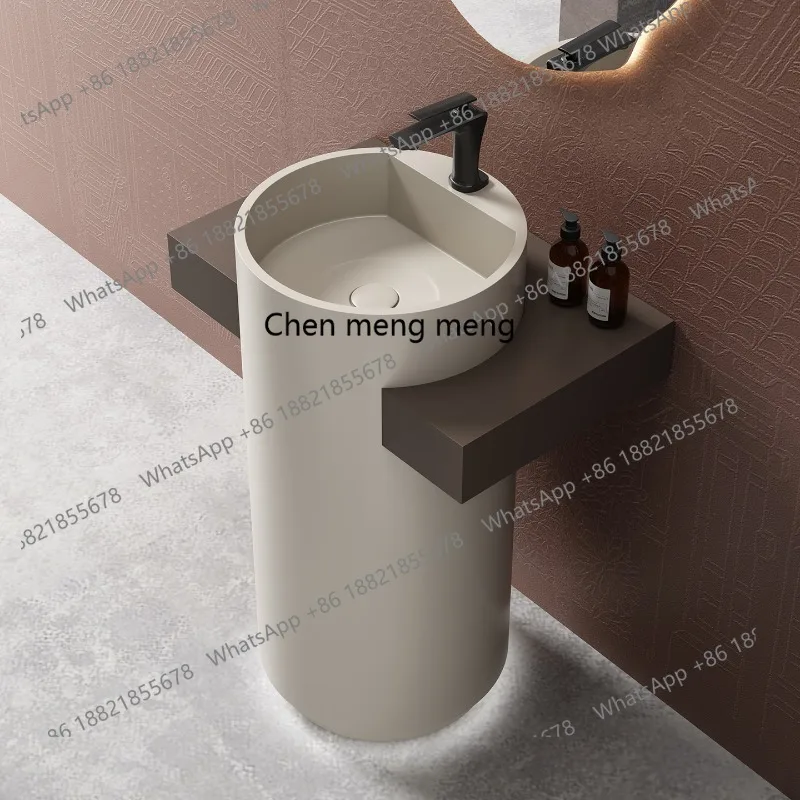

Stainless steel washbasin integrated countertop floor type, round washbasin