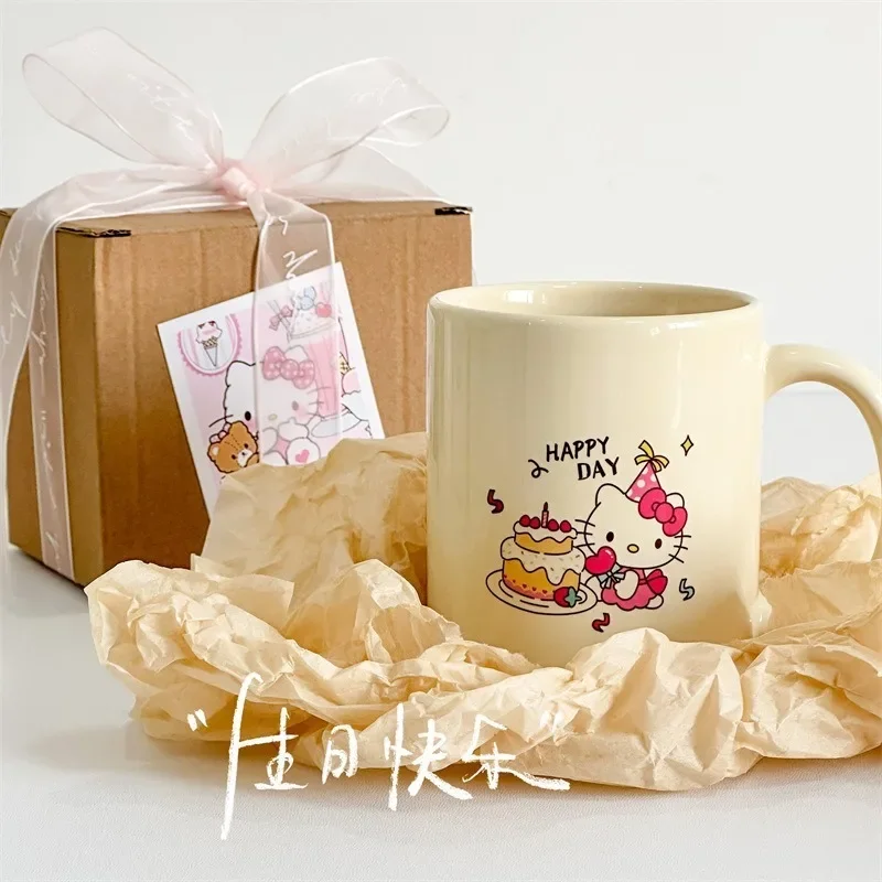 Creatieve Hello Kitty Verjaardag Keramische Mok Meisje Jongen 300 ml Sanrios Thuis Paar Koffie Melk Thee Ontbijt Water Cup Gift Servies