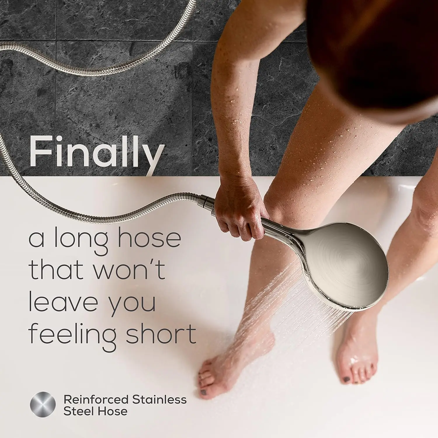 6-Inch High Pressure Handower Head with Hose - Elegant Brushed Nickel Finish