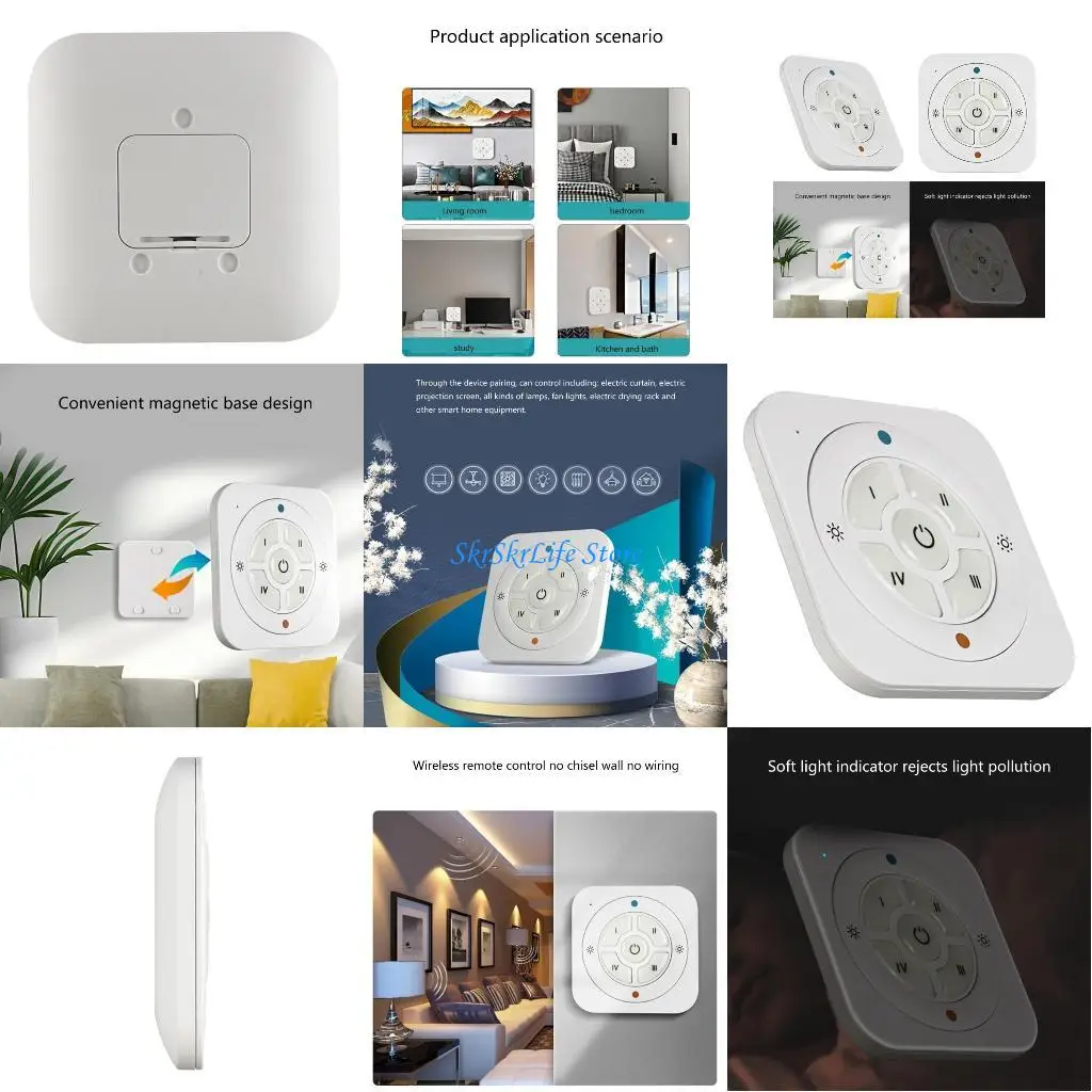 

E65E LED Dimmer Wireless RF Controller Switches 9 Keys Remote Control 433MHz for Home