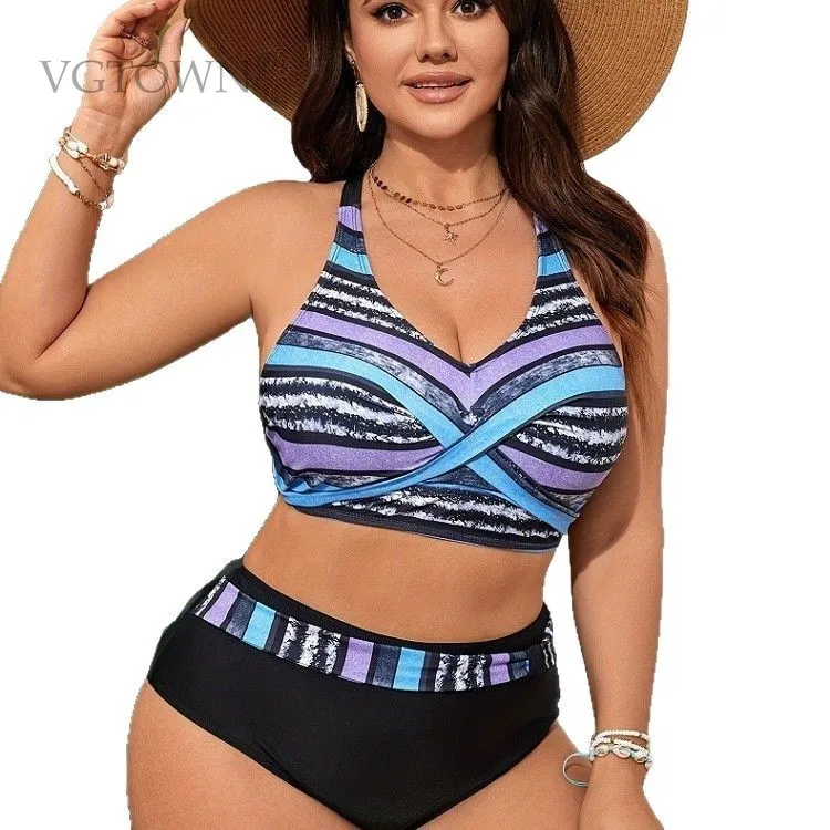 2026 New Plus Size Women's Sexy Resort Style Swimwear Backless Printed Women's Bikini Swimwear Sets