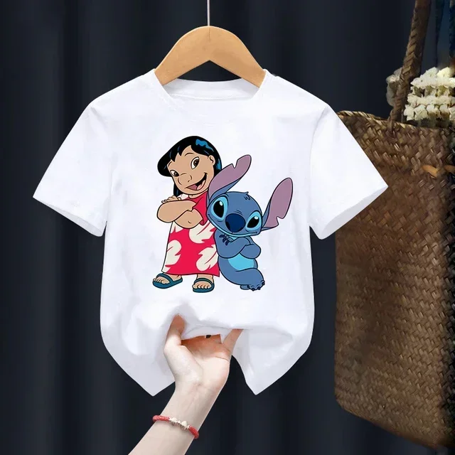 

Lilo Stitch Children Print T-Shirt Kawaii T Shirt Anime Cartoons Children Casual Clothes Tee Shirt Kid Girl Boy Fashion Y2K Tops