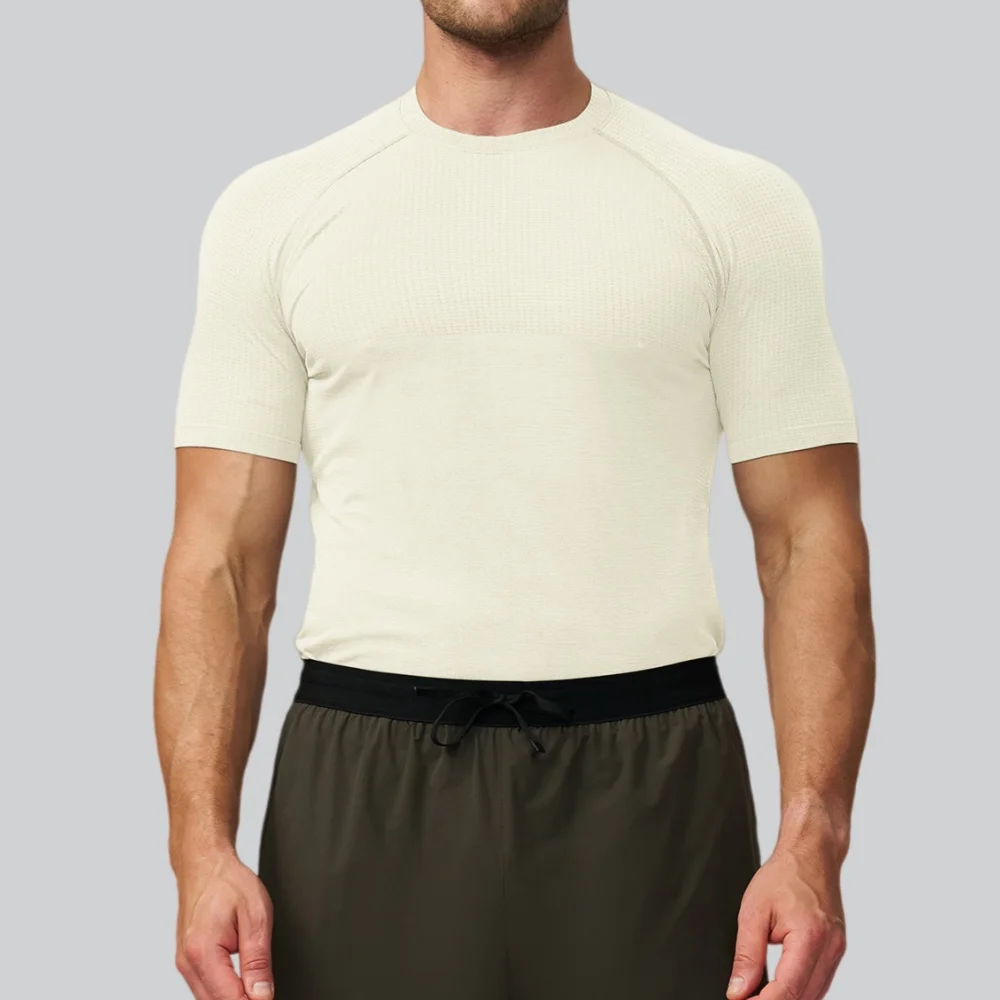 Men's Solid Color Sports T-shirt Gym Workout Quick Dry Short Sleeve Tee Seamless Breathable Man Running Sweatshirt Fitness Tops view 6