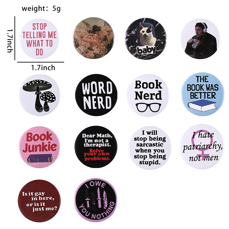 I Hate Patriarchy,Not Men Tinplate Soft Button Pin Eye Music Black And White Slogans Badge Collar Brooch Gift For Friend Jewelry