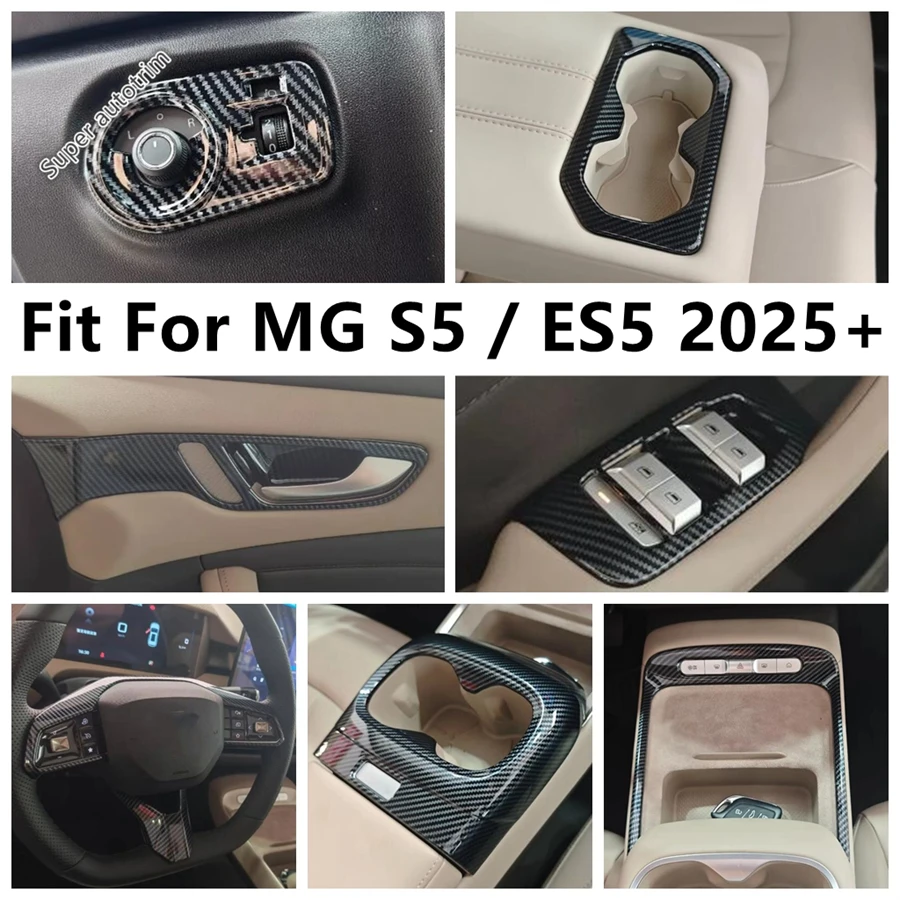 

Water Cup Panel / Window Lift / Handle Bowl / Steering Wheel Cover Trim ABS Carbon Fiber Accessories For MG S5 / ES5 2025 2026