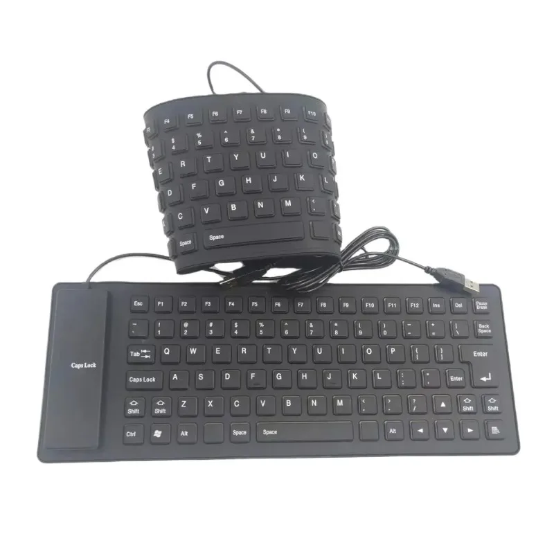 New Foldable Silicone Keyboard 85/109 Keys USB Wired Silent Waterproof Dustproof Soft Touch Rollup for Notebook Laptop