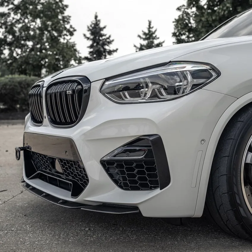 

For 2019-2021 BMW X3M X4M F97 F98 Front Bumper Lip Separator High Quality ABS Material Bright Black Carbon Fiber Car Parts