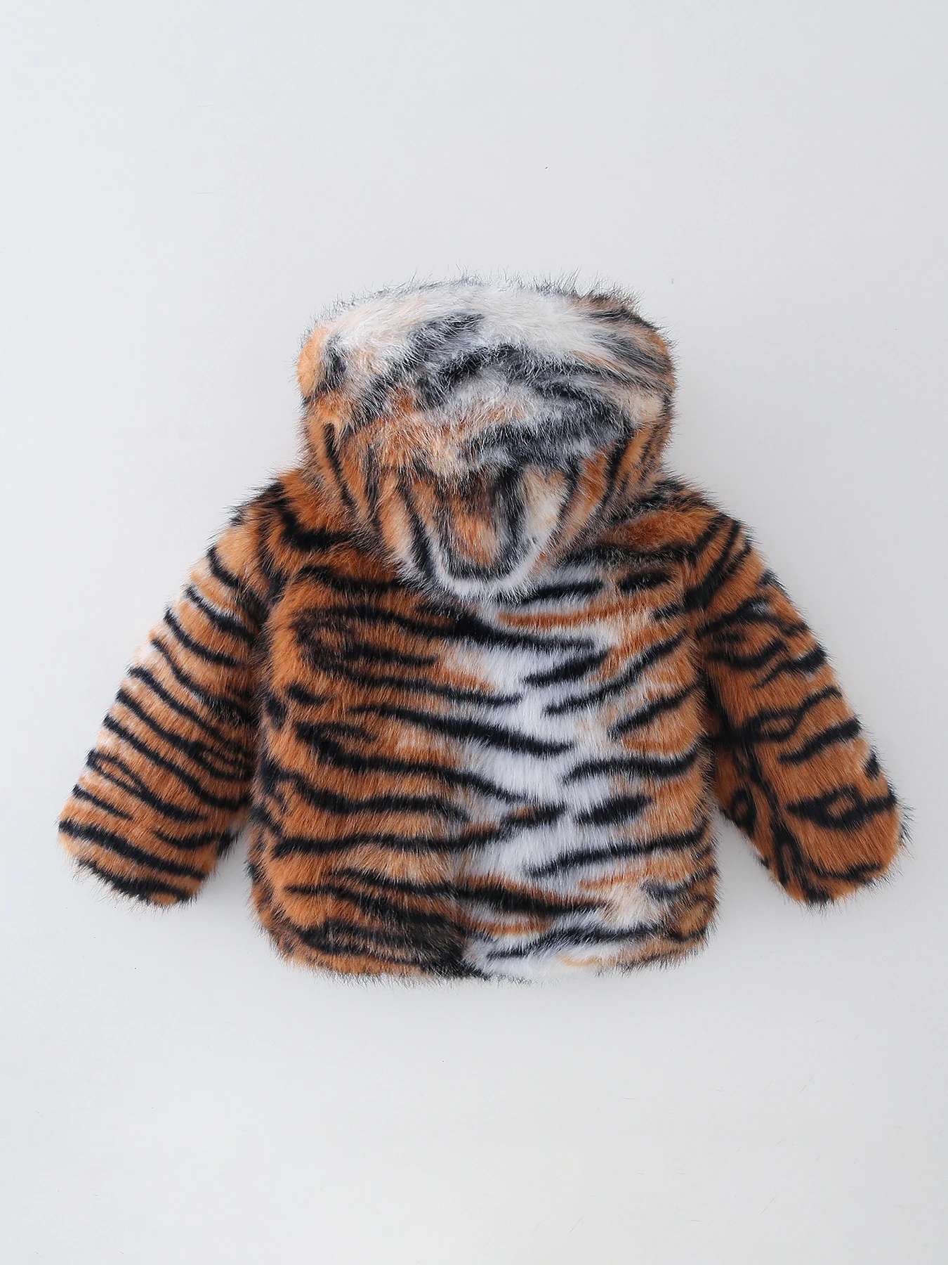 2 3 4 5 6 7 8 Years Plush Boys Jacket Tiger Pattern Winter Warm Faux Fur Coat For Girls Christmas Princess Outwear Kids Clothes