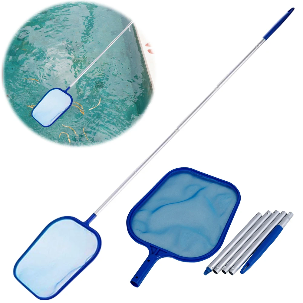 

Сетка для скиммера для бассейна с 5-секционным алюминиевым столбом Скиммер для бассейна Грабли для листьев Сетка для удаления листьев Инструмент для очистки садового пруда