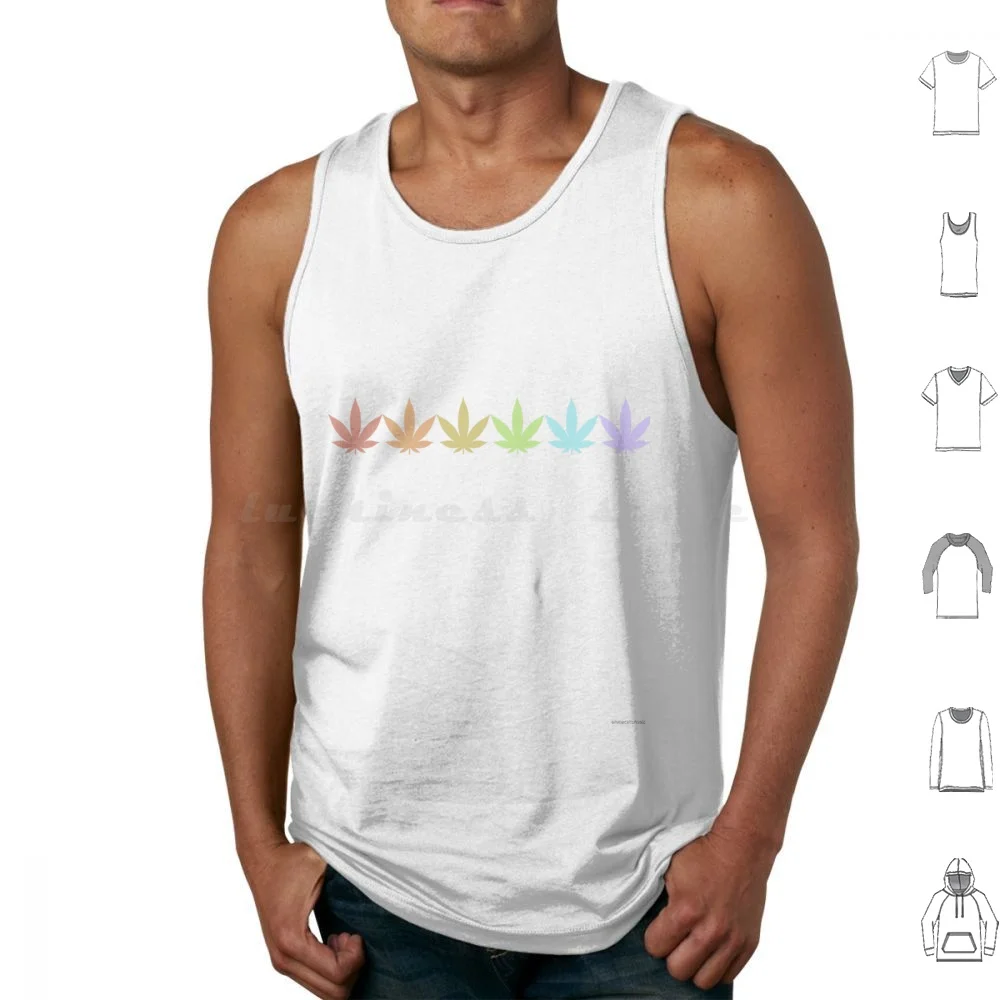 

Pastel Rainbow Leaves Tank Tops Print Cotton Mj Weed Pot Rainbow Pride Strip Leaves Leaf Pastel Light Colorful