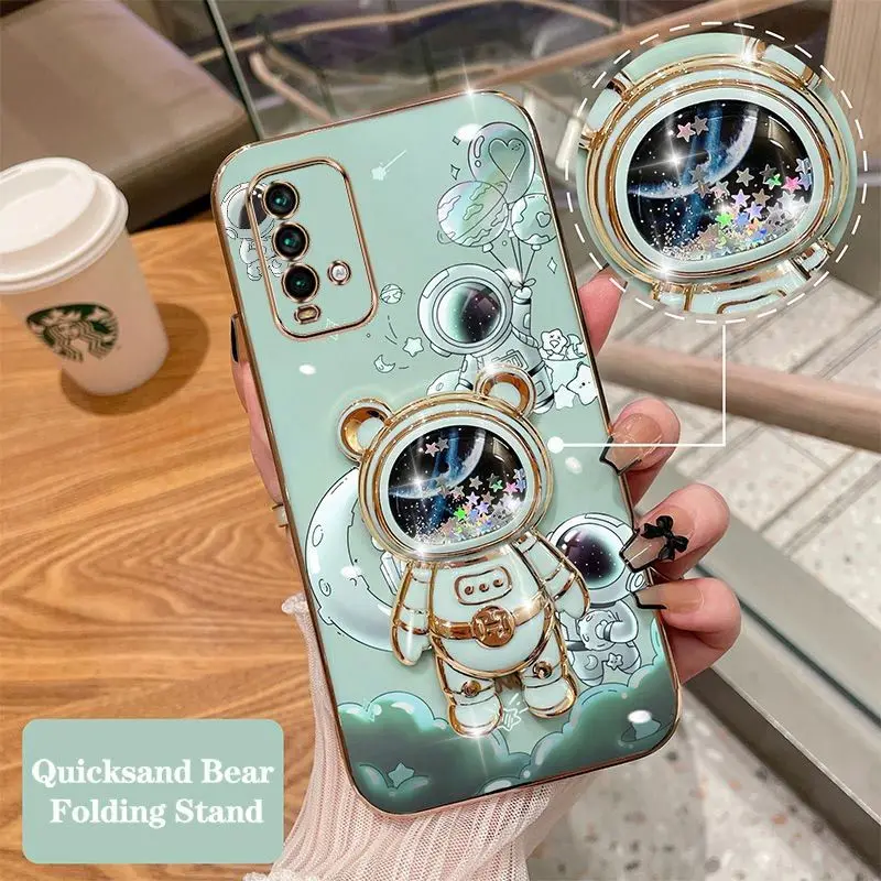 Quicksand Balloon Astronaut Phone Holder Case For Xiaomi Redmi Note9 4G Shatterproof  Protection Redmi Note9 4G Back Cover