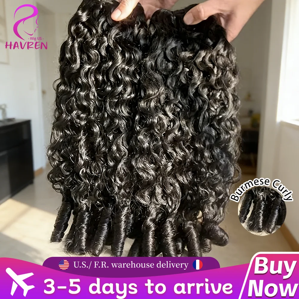 

Burmese Curly Hair Bundles Brazilian Hair Weave Bundles 1/2/3 Bundles Human Hair Extensions Natural Color 26 30 Inch For Women