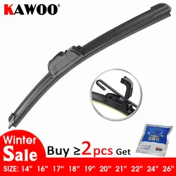 KAWOO Universal Car Wiper Blade J-Hook Soft Frameless Bracketless Rubber Car Windshield Wipers 14