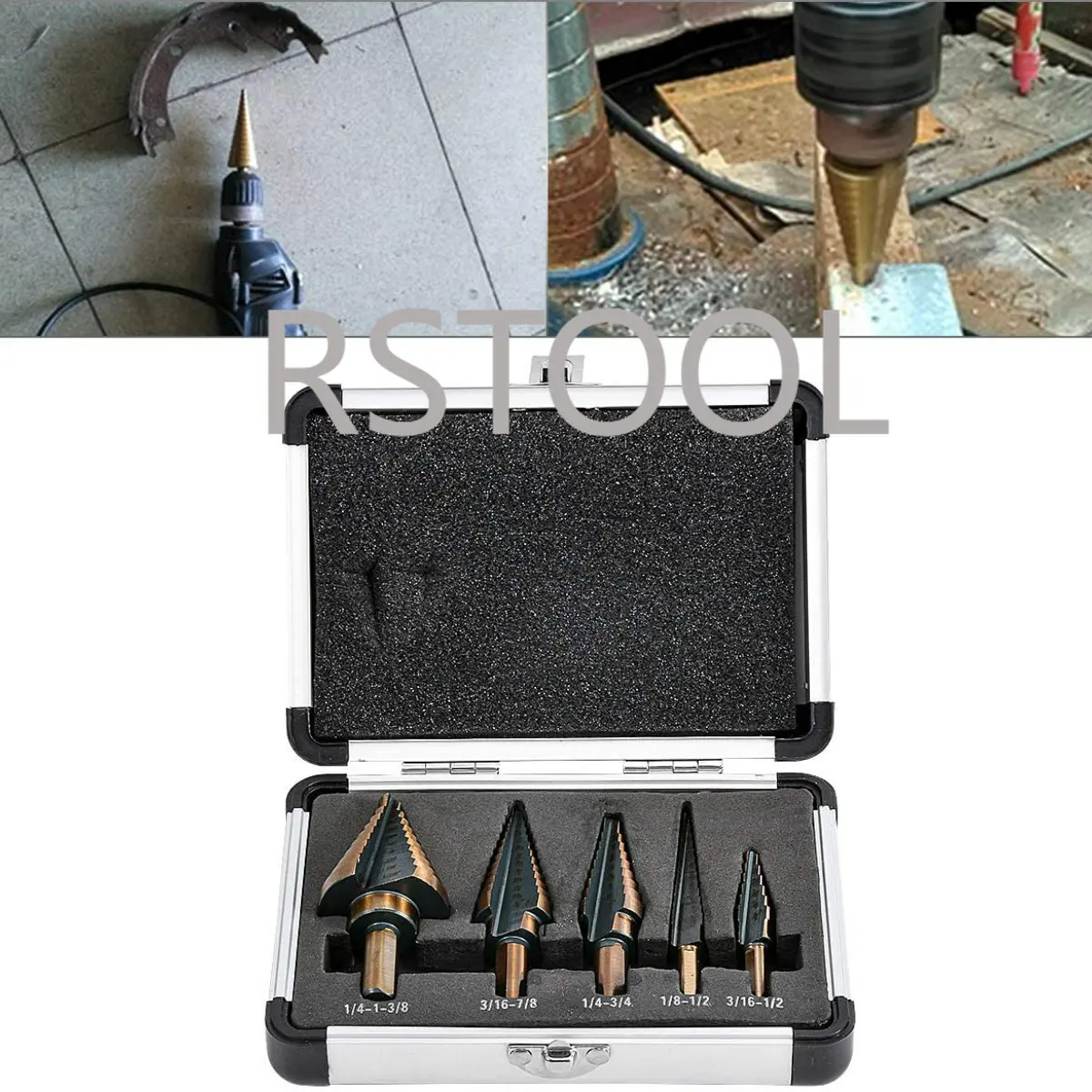 BƯỚC KHOAN 5PCS HSS Coban Titan Bước Khoan Nhiều Lỗ 50 Kích Thước Thép Tốc Độ Cao Khoan có Túi Đựng
