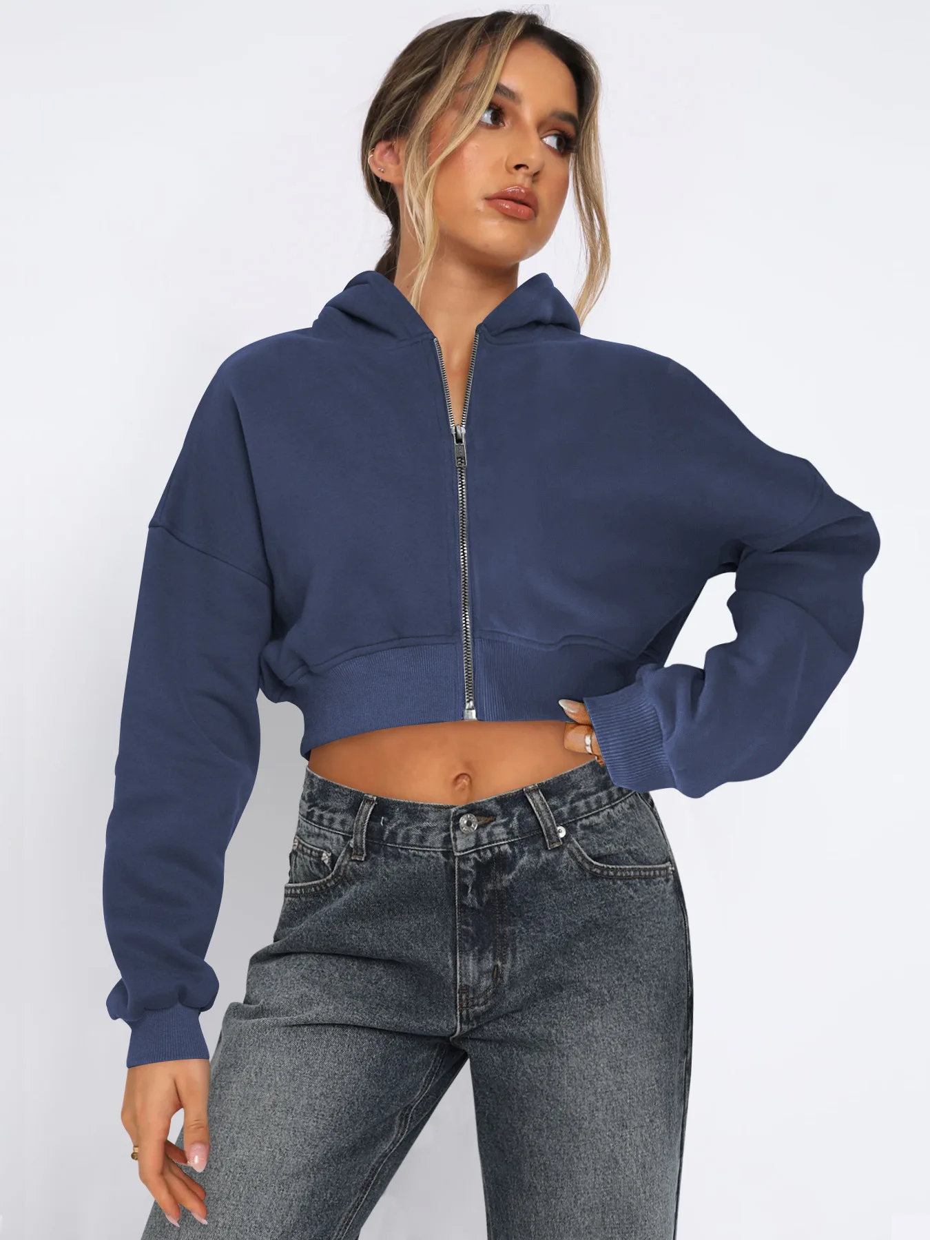2025 Fall Winter New Arrival Women's Long-Sleeve Hoodie Zip-Up Cardigan Hooded Casual Jacket for Women Y2k Clothing Tops