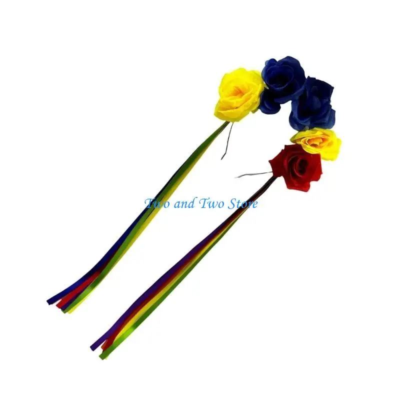 

HX6F Colorful Flower Hairband for Photography Realistic Flower Headband for Girl Trend Model Show Wedding Party Jewelry