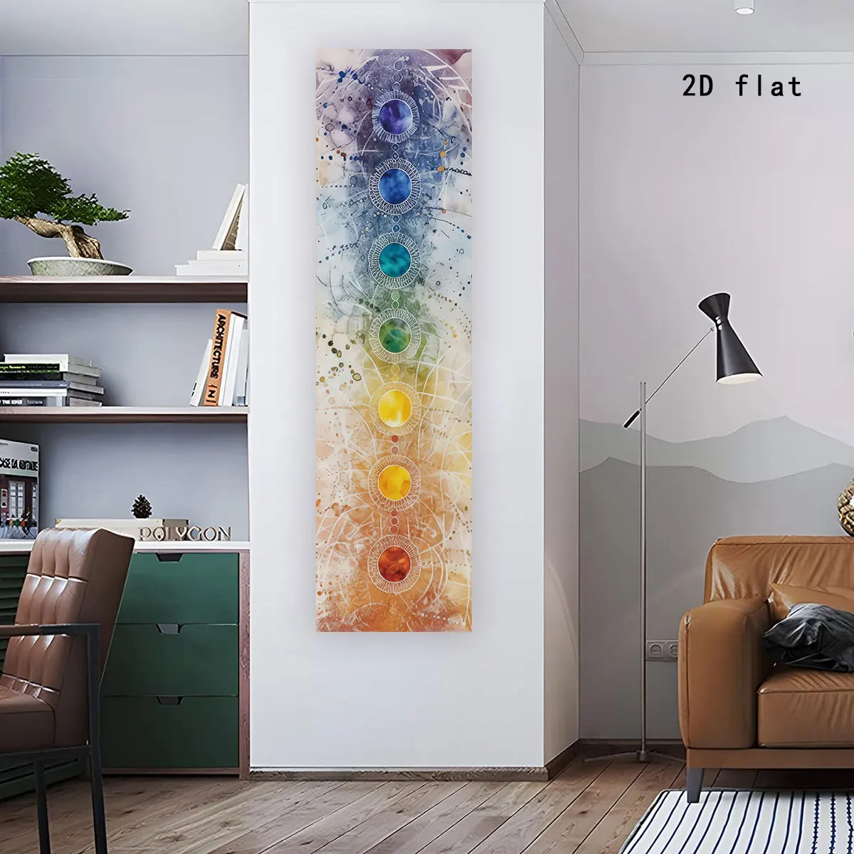 Two D Flat Colored Chakra Vertical Tapestry Wall Hanging Modern Aesthetic Art Tapestry Suitable Bedroom Home Room Decoration
