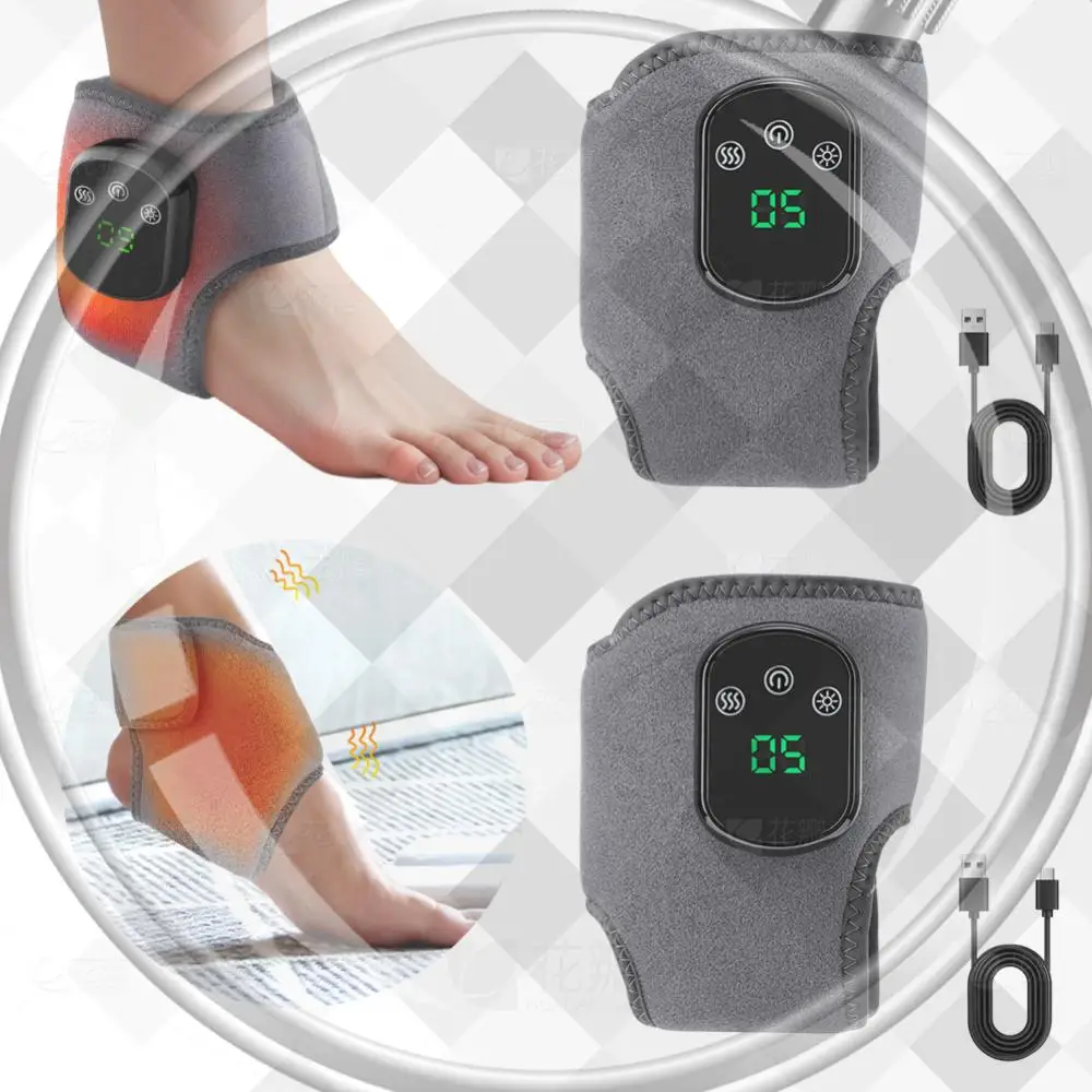 

3 IN 1 USB Charged Portable Ankle Massager LCD Display Smart Timing Vibration and Temperature Sensing Functions for Gift