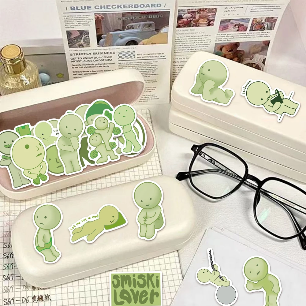 54 قطعة ملصقات Smiski لطيف Smiski الهبي ملصقات صناعة يدوية سجل القصاصات دليل الأمتعة المتنقلة سكيت ملصقات مقاومة للماء