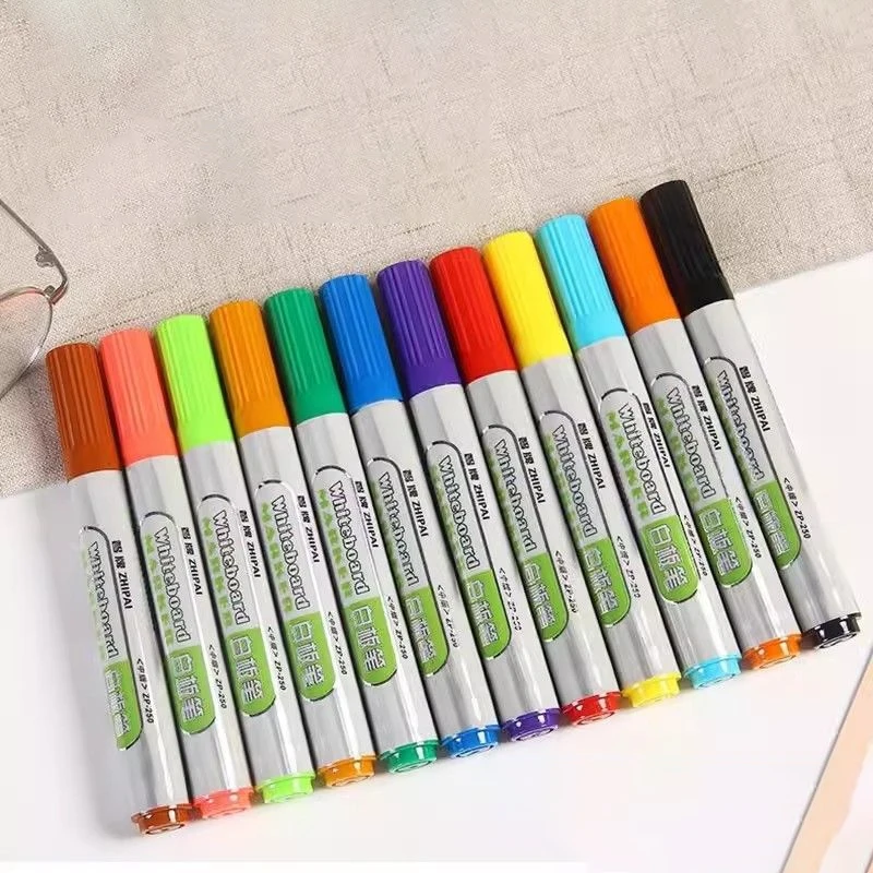 

12-цветный набор маркеров для белой доски Jumbo — яркие черные, красные, синие ручки для сухого стирания для обучения, презентаций и обучения — слабый запах