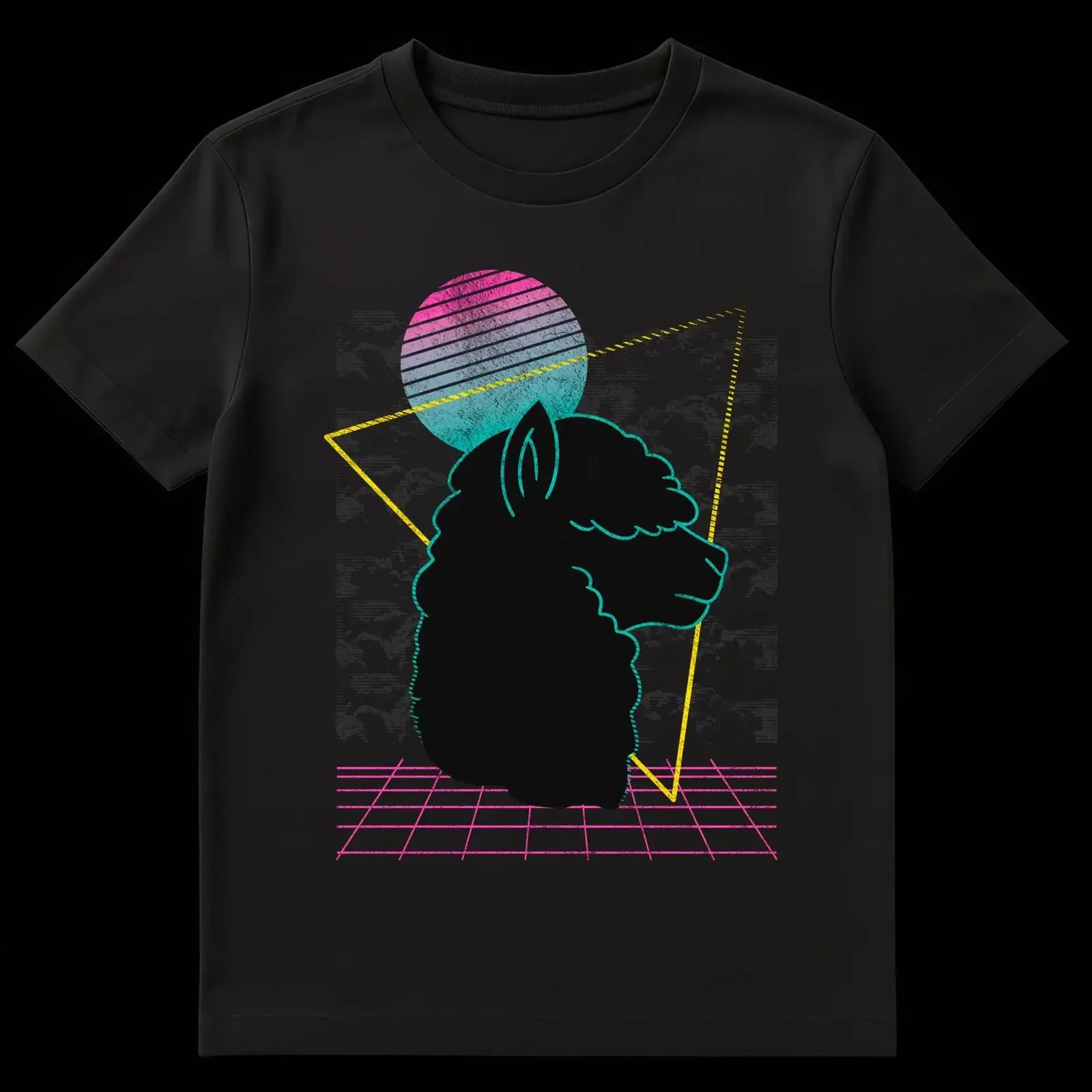 Alpaca Enthusiast Synthwave Llama Retro Aesthetic T Shirt vintage Washed Stretched Soft streetwear Stylish fashion Casual