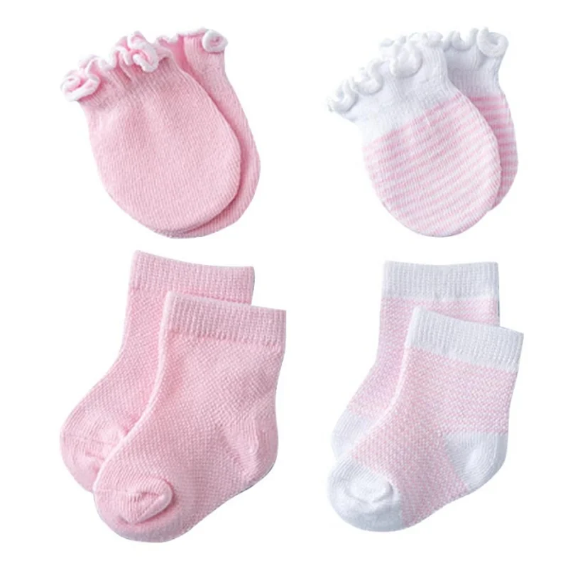 New 0-6 months old baby socks with anti scratch gloves newborn baby socks set