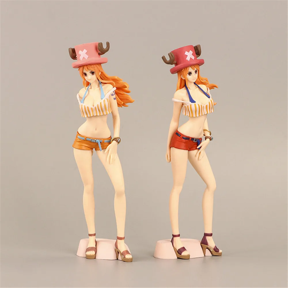 21cm One Piece Anime Nami Wearing With Chopper's Hat PVC Action Figure Collectible Doll Figurine Model Toys Kids Gifts