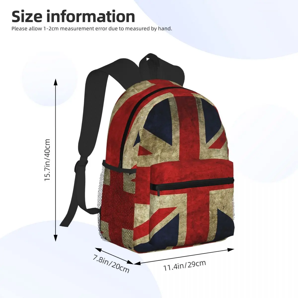 London Soldier Bus British Flag Pattern Student Backpack School Bag Hiking Travel Daypack for Men Women Bookbag Shoulder Bags view 3