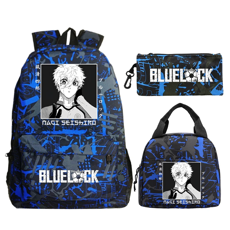 

Hot Nagi Isagi Yoichi Blue Lock Bookbag Kids Anime Backpack Boys Girls School Bags Lunch Bag BLUE LOCK Backpack Pencil Case Set