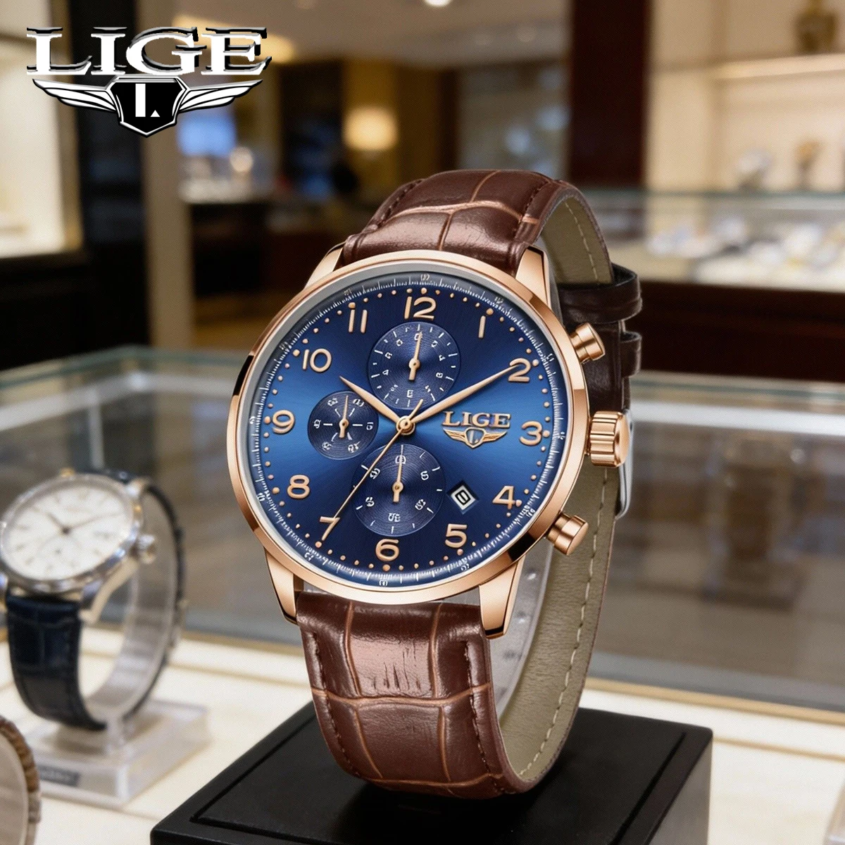 LIGE レジャー メンズ腕時計 日付表示 防水 ファッション ビジネスウォッチ メンズクォーツ腕時計 男性用腕時計 +ボックス
