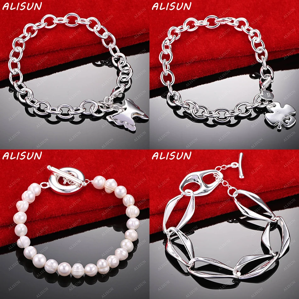 

ALISUN 925 Sterling Silver Bracelet Geometric For Women Men Fashion Jewelry Charm Grace Noble Wedding Accessories