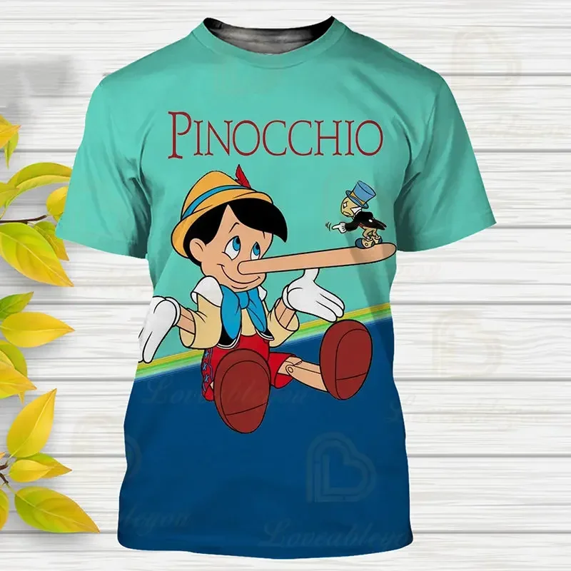 Disney Cartoon T-Shirts Pinocchio Anime 3D Print Men Women Fashion T-Shirt Summer Casual Breathable Short-sleeved Top