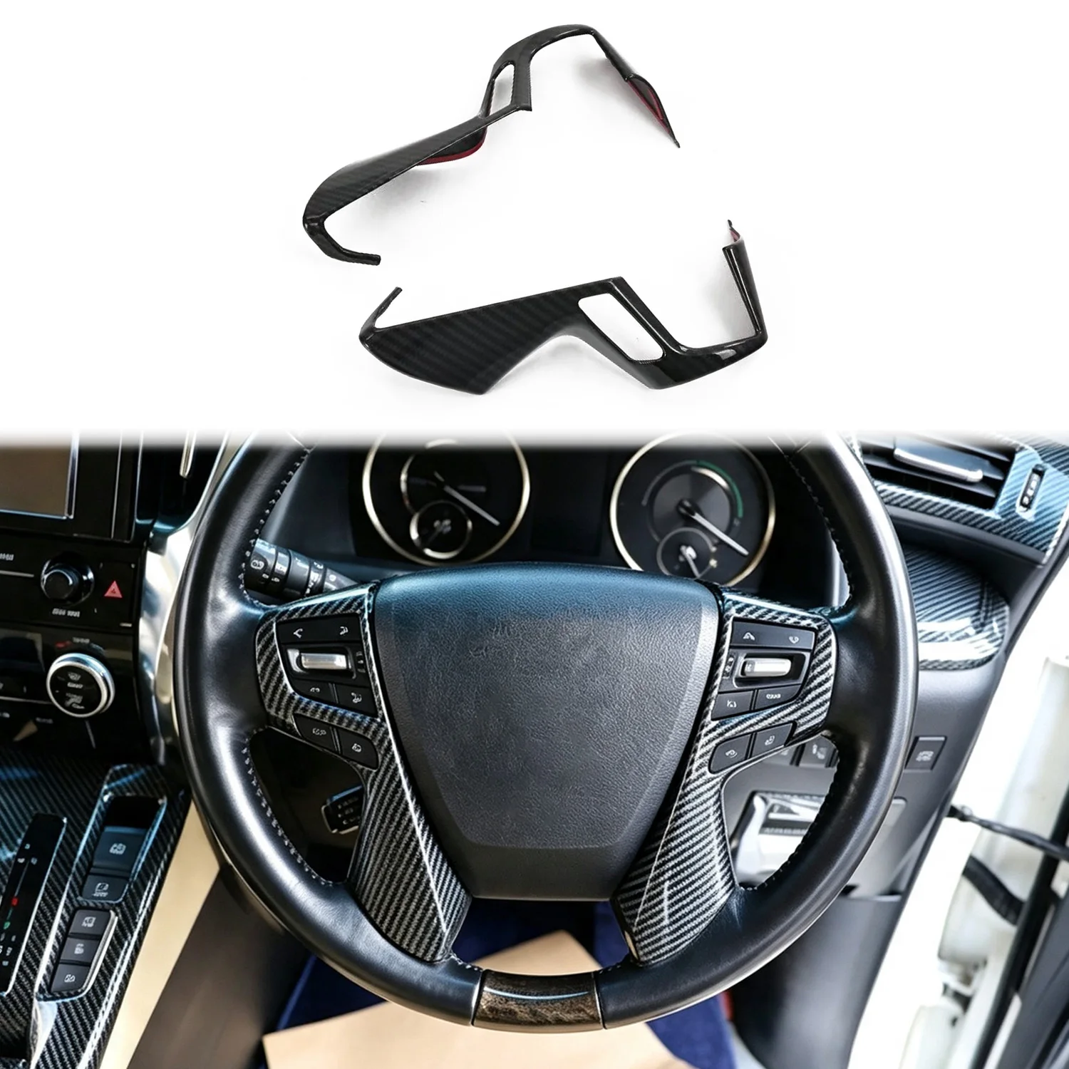 Car Accessories For Toyota Alphard Vellfire 30 Series AH30 2015-2022 Steering Wheel Decoration Cover Frame Trim High‑end Version