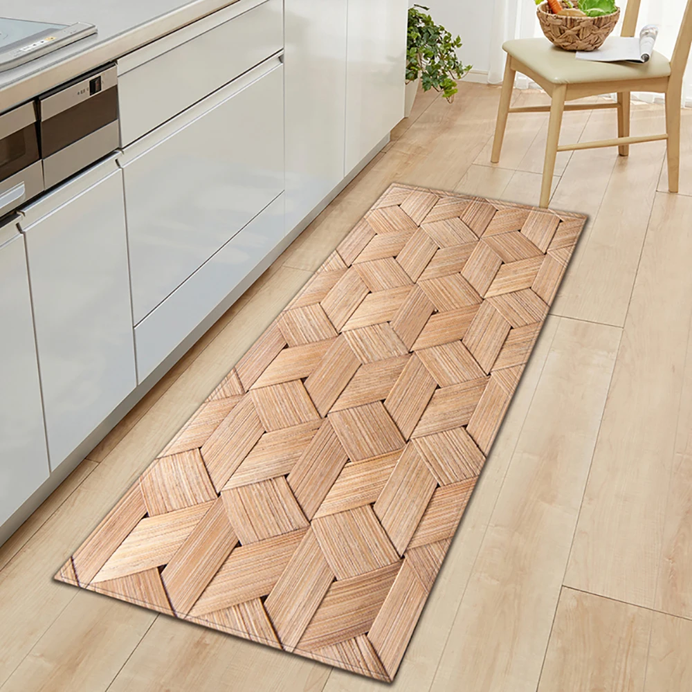 Küchenmatte, Schlafzimmer, Wohnzimmer, Teppich, Eingang, Fußmatte, Zuhause, Flur, Balkon, saugfähige Bodenmatte, Holzmuster, rutschfest, langer Teppich – Detail 7