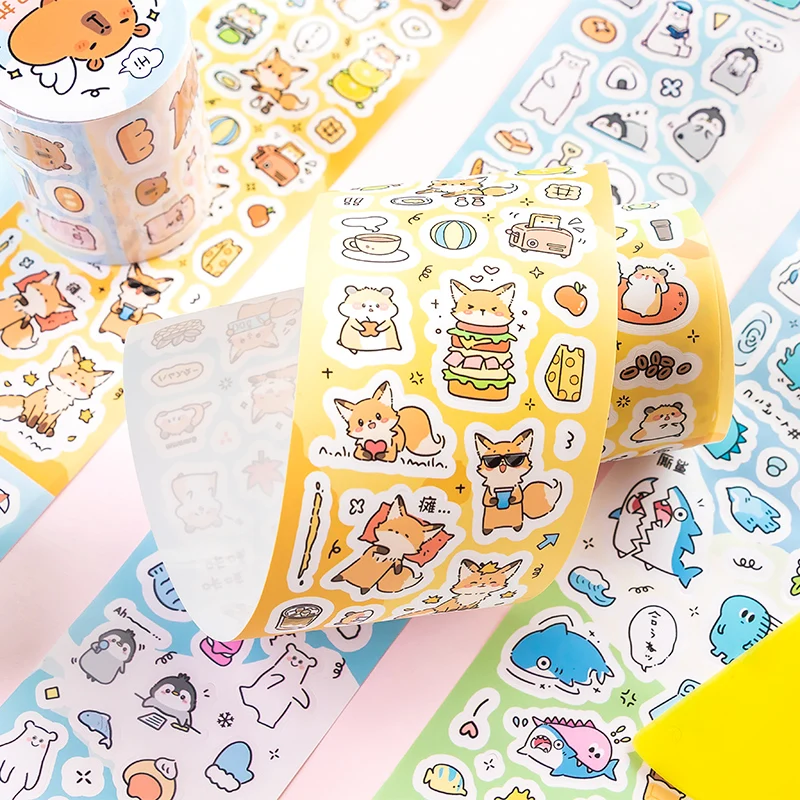 50mm*2m/roll Cute Mini Cartoon Die cut Stickers Laptop Journal Photocard Sticker Kawaii School Stationery Sticker
