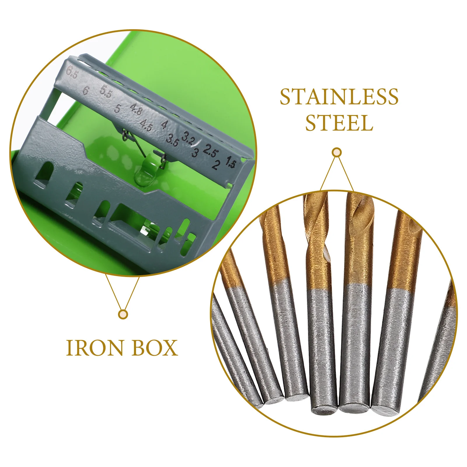 1 set di punte da trapano attorcigliate punte da trapano in acciaio multiformato per kit di attrezzi in acciaio inossidabile in metallo duro in scatola di ferro
