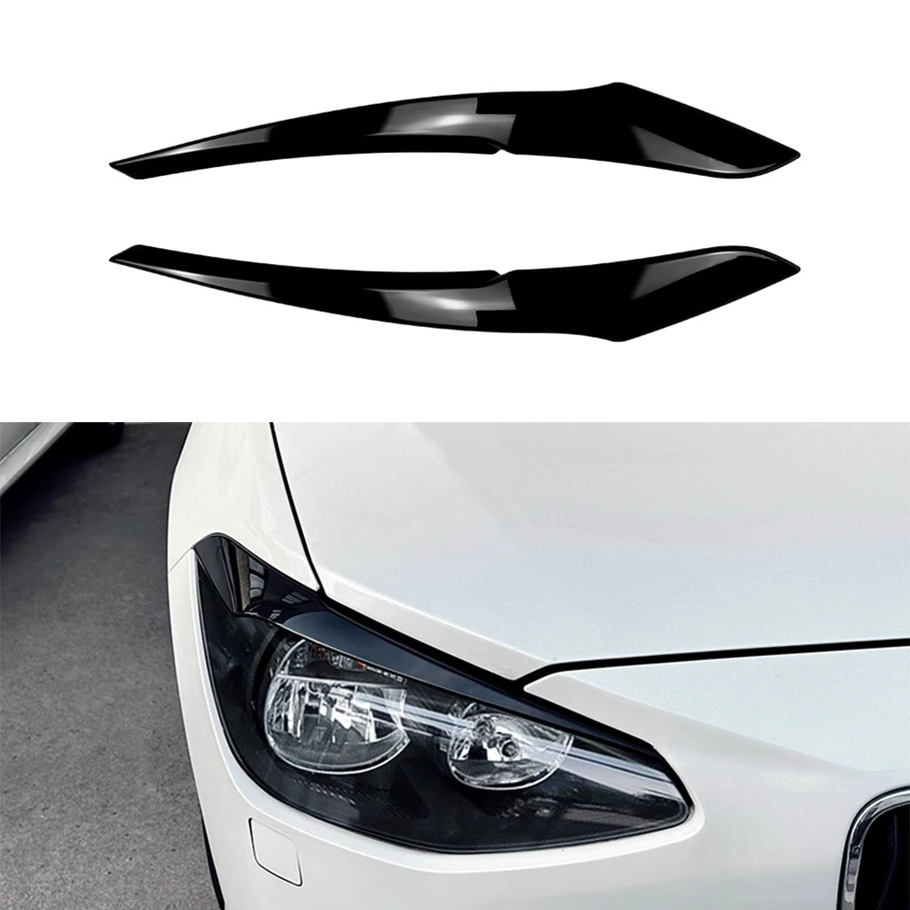 Car Front Headlight Eyebrow Eyelids Stickers For BMW 1 Series F20 F21 2011 2012 2013 2014 Gloss Black